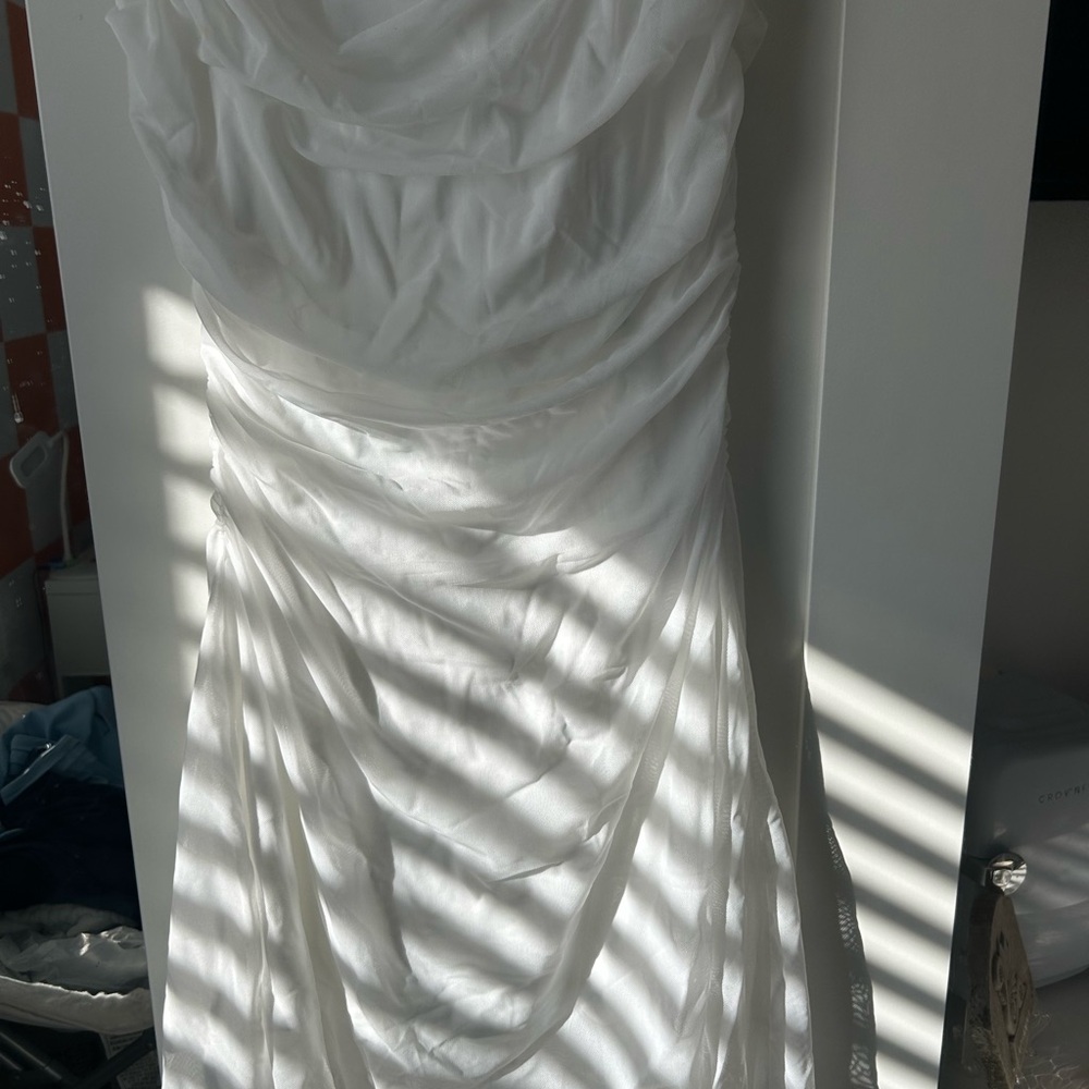Elegant White Draped Dress